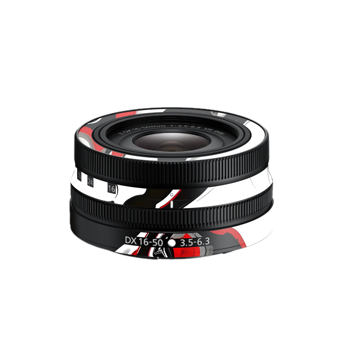 Scarlet and White Motion Nikon Nikkor Z DX 16-50mm F/3.5-6.3 VR Camera Lens Skin