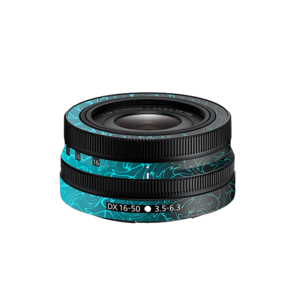 Cyan Blue to Black Gradient Nikon Nikkor Z DX 16-50mm F/3.5-6.3 VR Camera Lens Skin