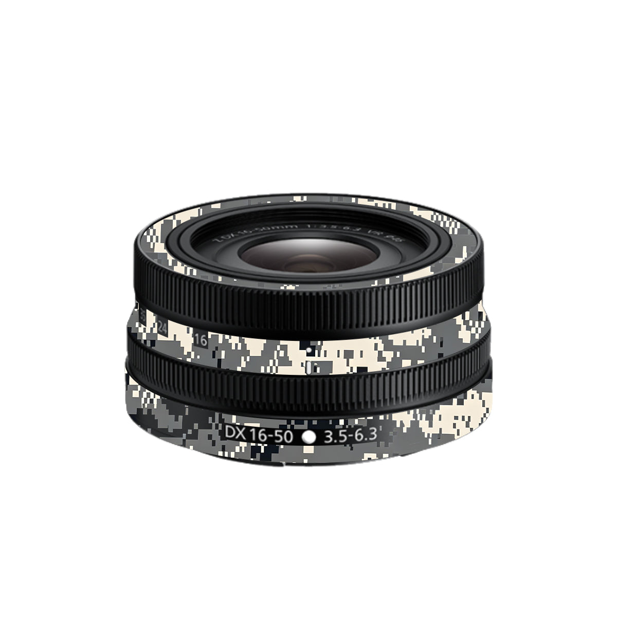 Grey Black Pixel Nikon Nikkor Z DX 16-50mm F/3.5-6.3 VR Camera Lens Skin
