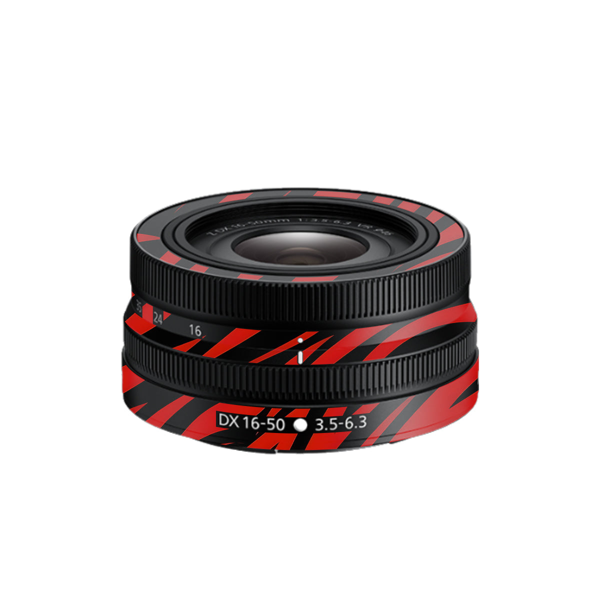 Red and Black Stripes Nikon Nikkor Z DX 16-50mm F/3.5-6.3 VR Camera Lens Skin