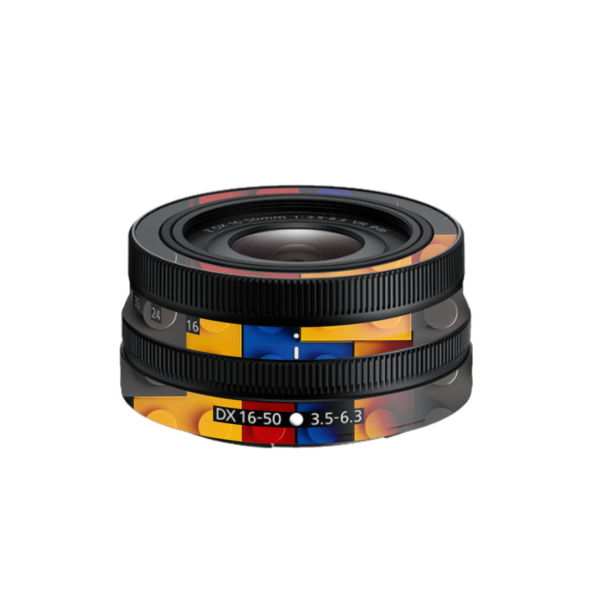 Colorful LEGO Brick Wall Pattern Nikon Nikkor Z DX 16-50mm F/3.5-6.3 VR Camera Lens Skin