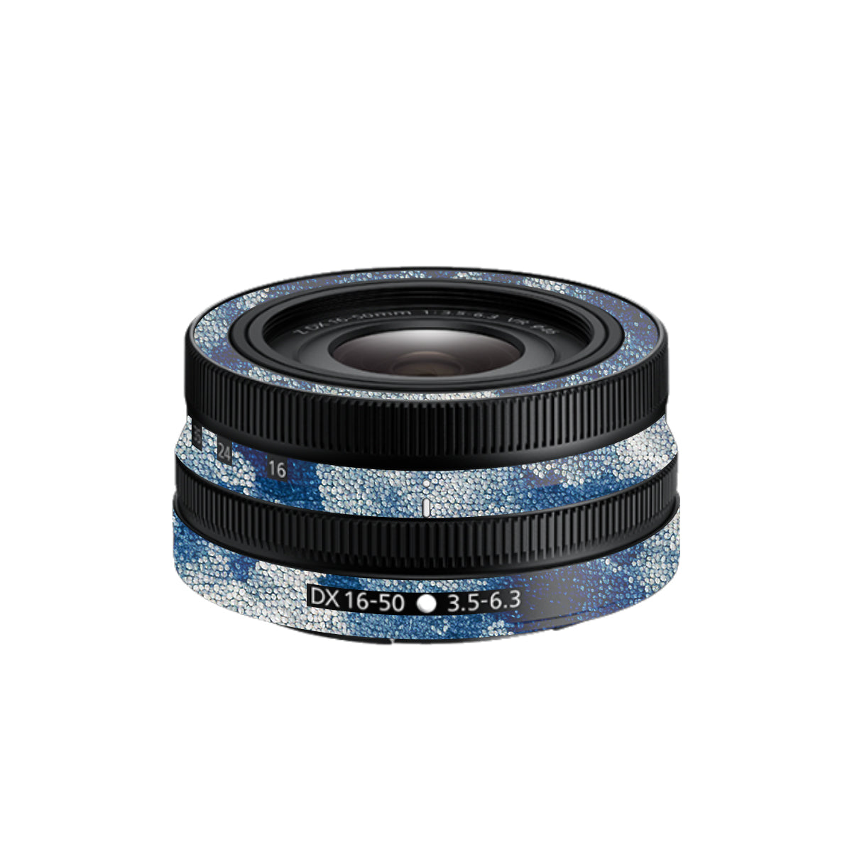 Blue Watercolor Fabric Nikon Nikkor Z DX 16-50mm F/3.5-6.3 VR Camera Lens Skin
