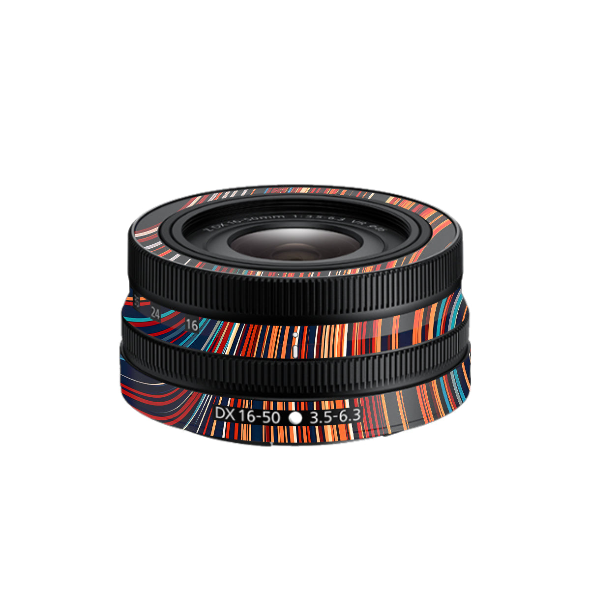 Retro Abstract Striped Swirl Nikon Nikkor Z DX 16-50mm F/3.5-6.3 VR Camera Lens Skin