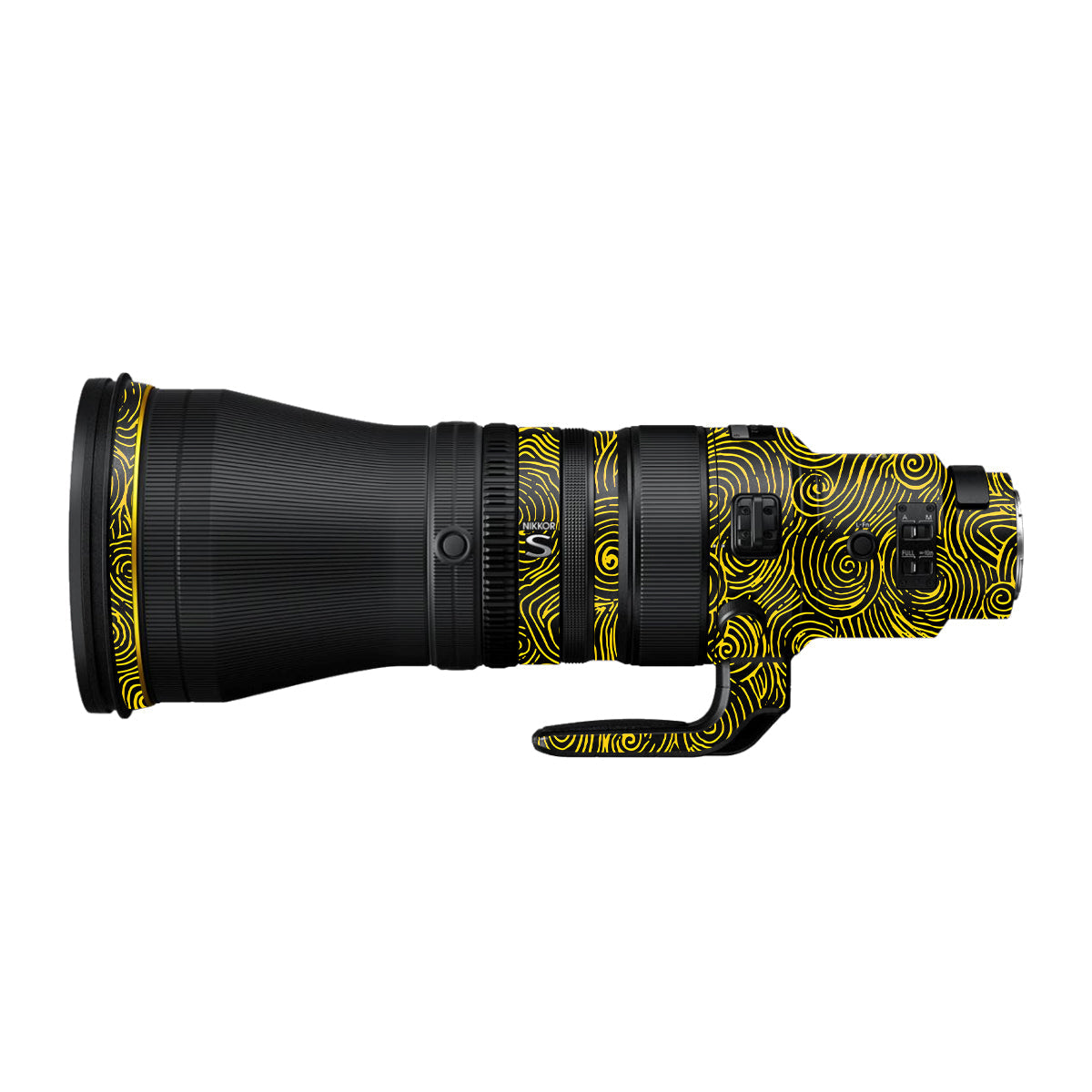 Yellow Spirals Nikon Nikkor Z 600mm F/4 TC VR S Camera Lens Skin