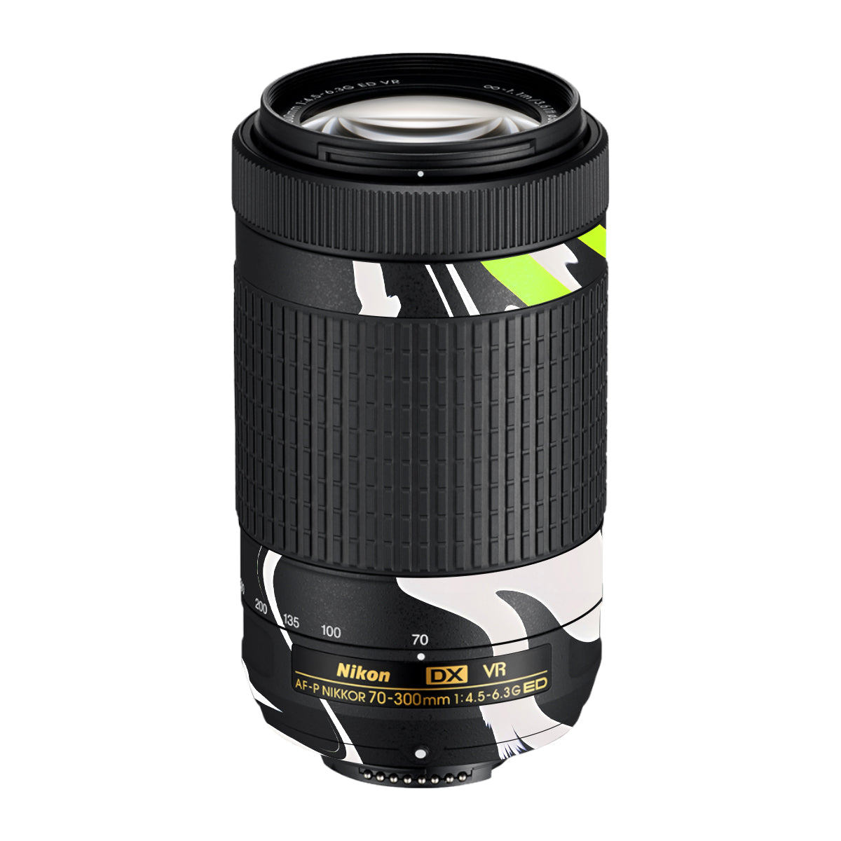 Neon Green and Black Pattern Nikon AF-P Nikkor 70-300mm F/4.5-6.3G ED VR Camera Lens Skin