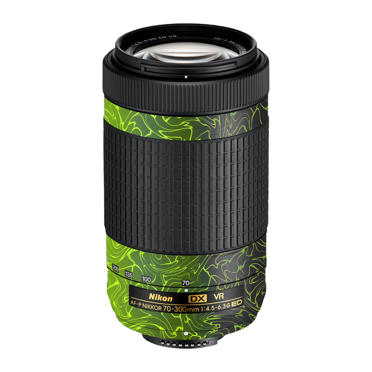 Lime Yellow to Black Gradient Nikon AF-P Nikkor 70-300mm F/4.5-6.3G ED VR Camera Lens Skin