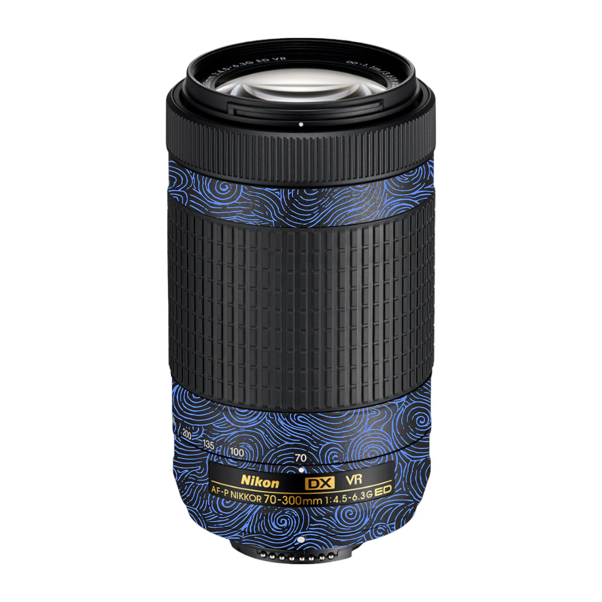Blue Spirals Nikon AF-P Nikkor 70-300mm F/4.5-6.3G ED VR Camera Lens Skin