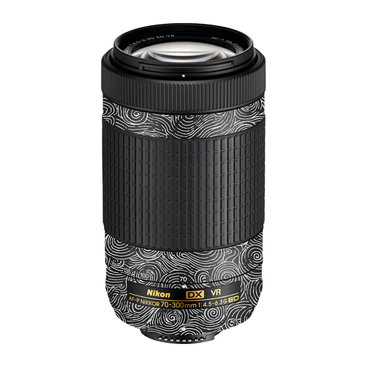 White Spirals Nikon AF-P Nikkor 70-300mm F/4.5-6.3G ED VR Camera Lens Skin