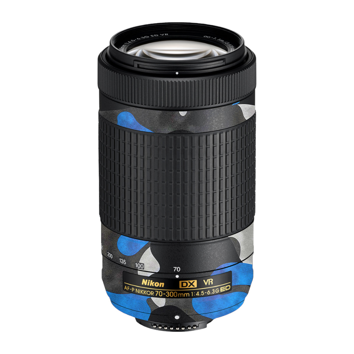 Blue Grey Camo Nikon AF-P Nikkor 70-300mm F/4.5-6.3G ED VR Camera Lens Skin
