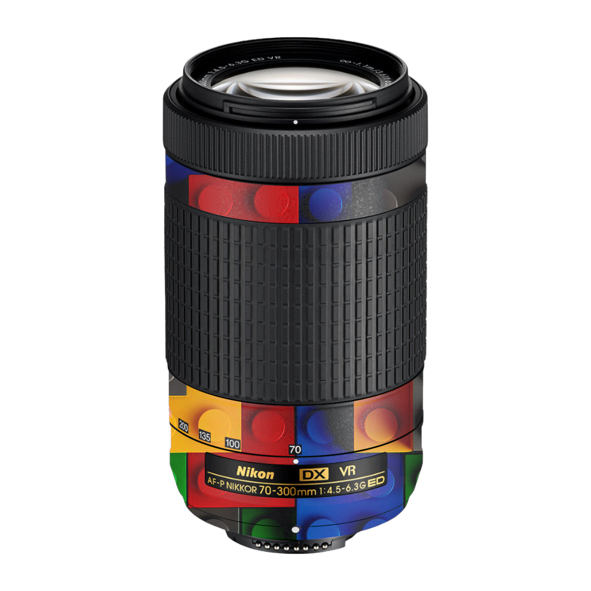 Colorful LEGO Brick Wall Pattern Nikon AF-P Nikkor 70-300mm F/4.5-6.3G ED VR Camera Lens Skin