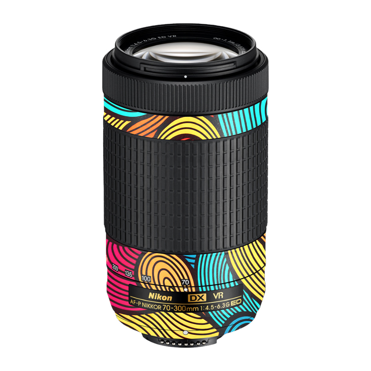 Retro Colorful Doodle Art Pattern Nikon AF-P Nikkor 70-300mm F/4.5-6.3G ED VR Camera Lens Skin