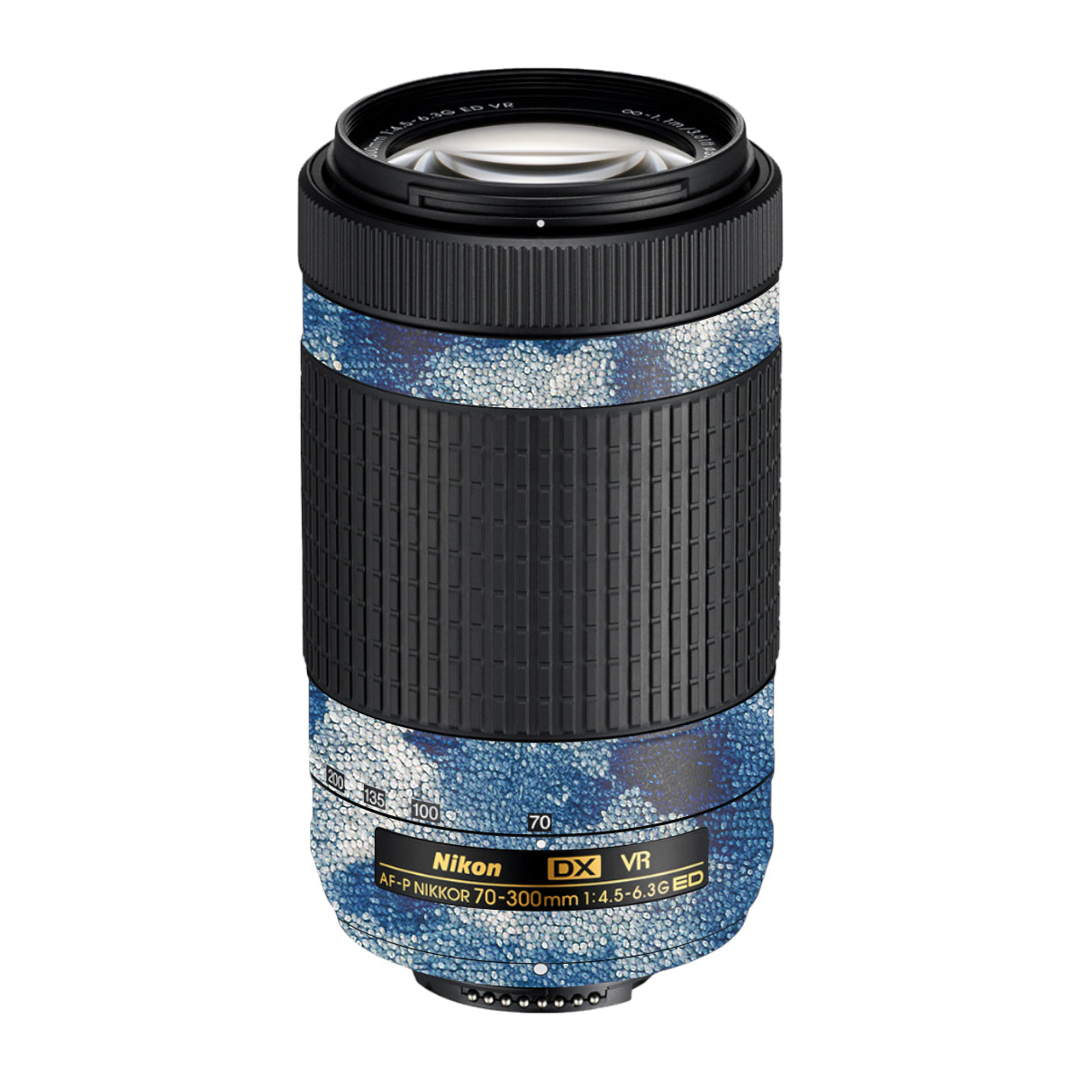 Blue Watercolor Fabric Nikon AF-P Nikkor 70-300mm F/4.5-6.3G ED VR Camera Lens Skin