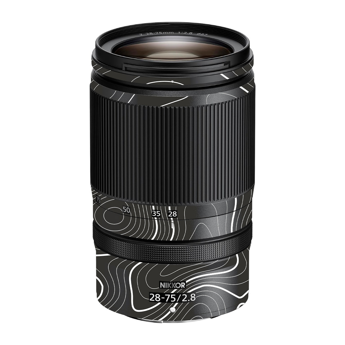 Grayscale Topographic Lines Nikon Nikkor Z 28-75mm F/2.8 Camera Lens Skin