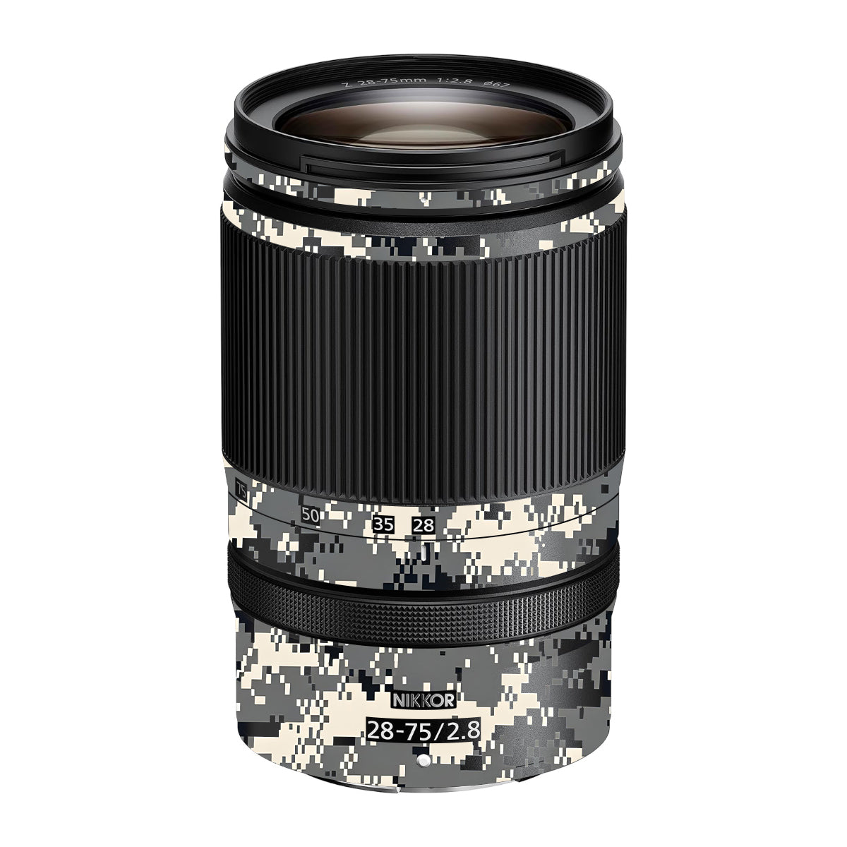 Grey Black Pixel Nikon Nikkor Z 28-75mm F/2.8 Camera Lens Skin