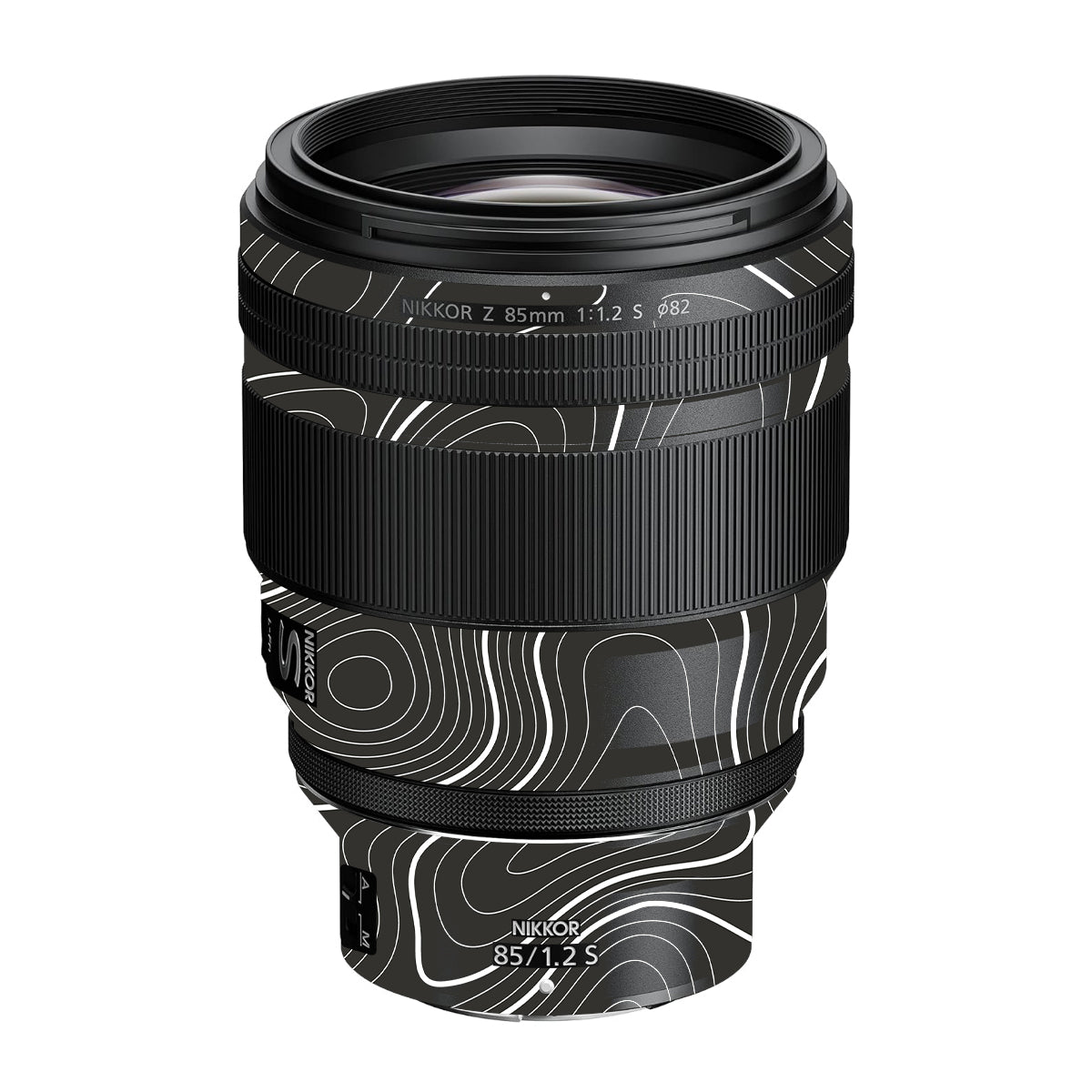 Grayscale Topographic Lines Nikon Nikkor Z 85mm F/1.2 S Camera Lens Skin