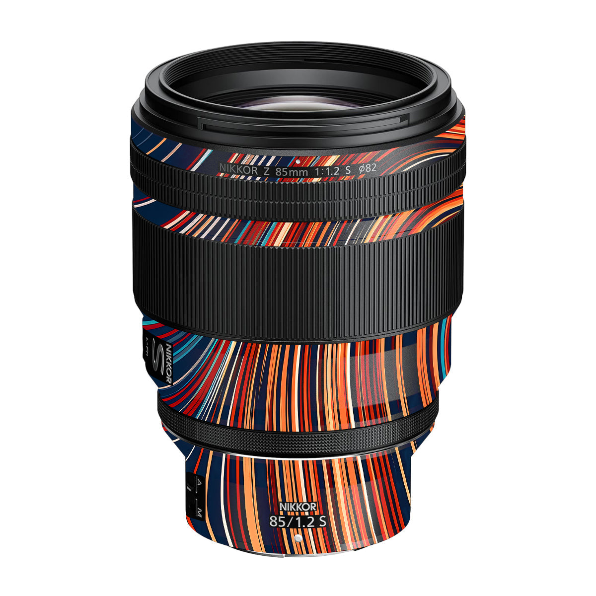 Retro Abstract Striped Swirl Nikon Nikkor Z 85mm F/1.2 S Camera Lens Skin