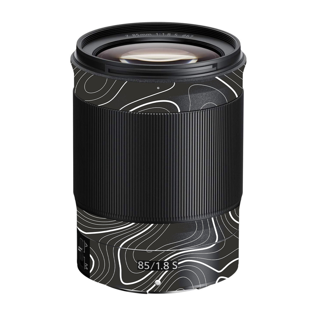 Grayscale Topographic Lines Nikon Nikkor Z 85mm F/1.8 S Camera Lens Skin