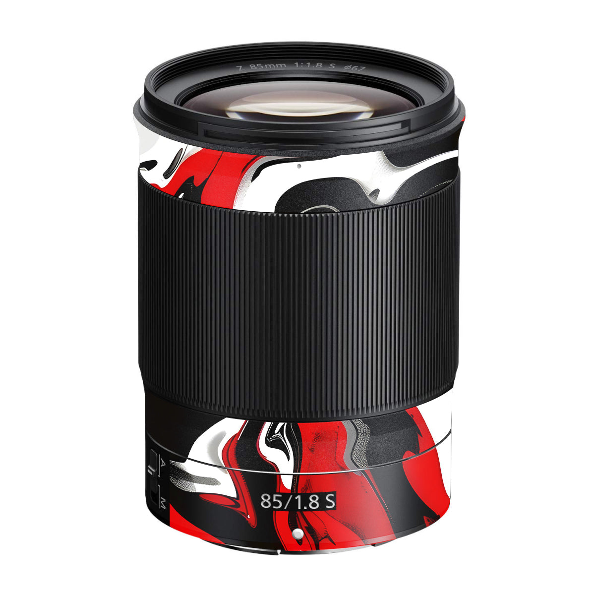 Scarlet and White Motion Nikon Nikkor Z 85mm F/1.8 S Camera Lens Skin