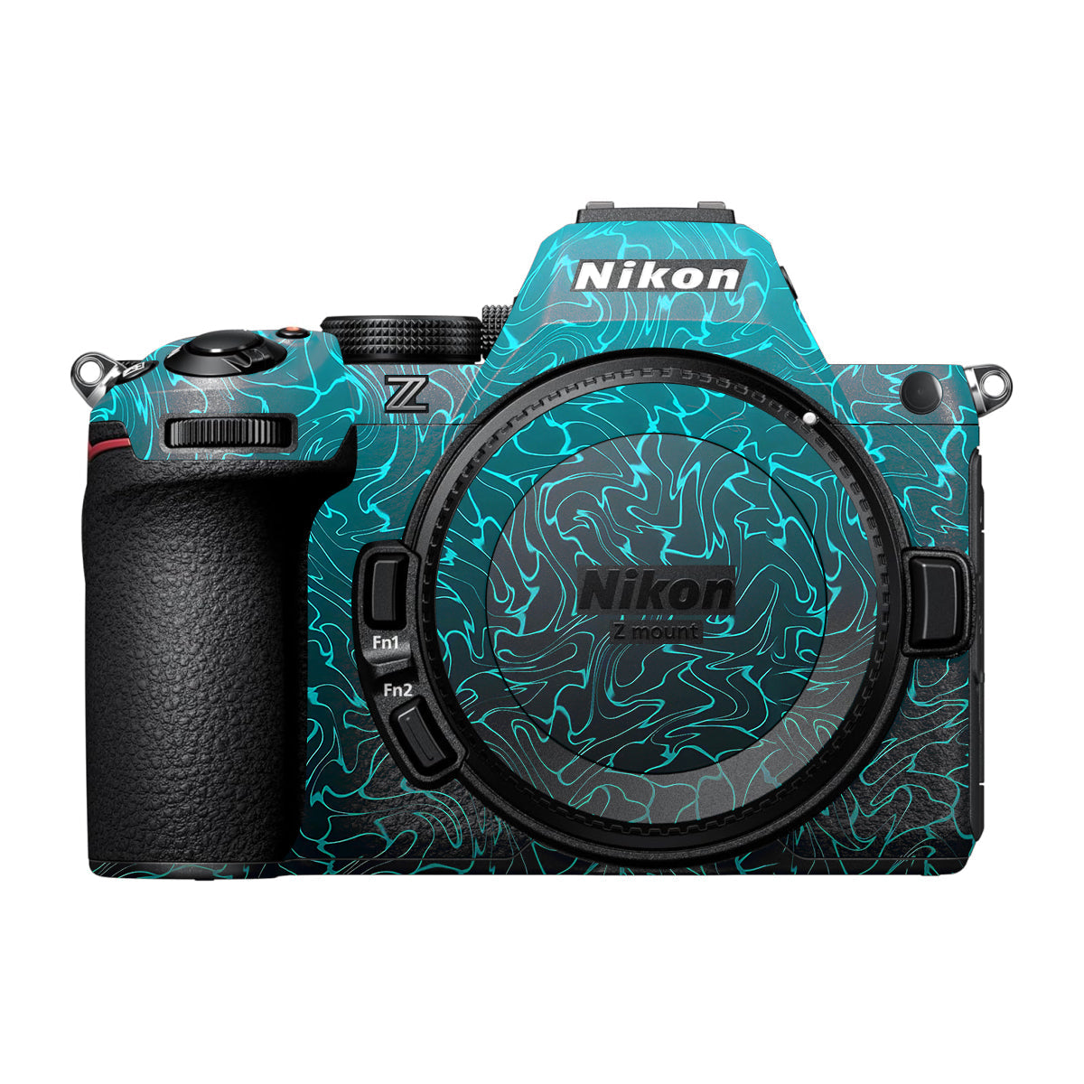 Cyan Blue to Black Gradient Nikon Z5 II Camera Skin