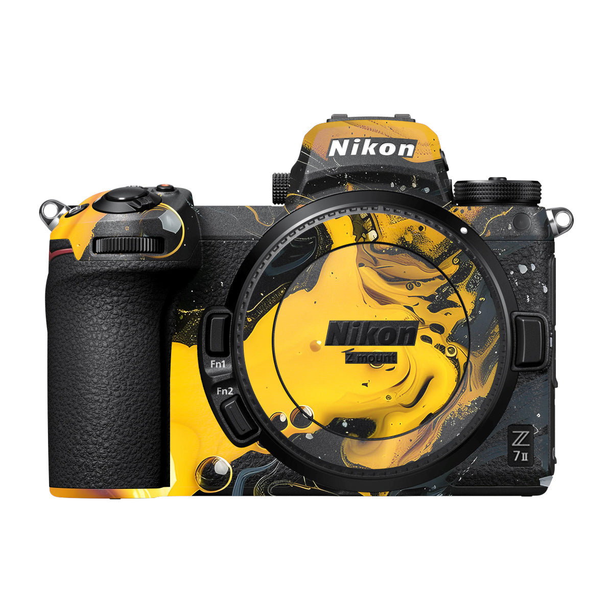 Yellow and Black Paint Swirls Nikon Z7 II Camera Skin