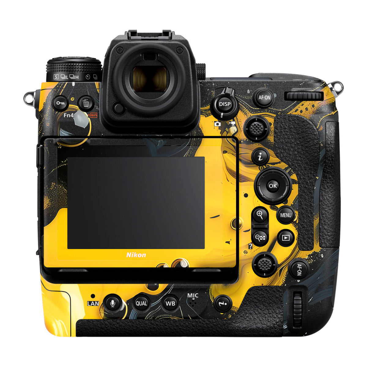Yellow and Black Paint Swirls Nikon Z9 Camera Skin