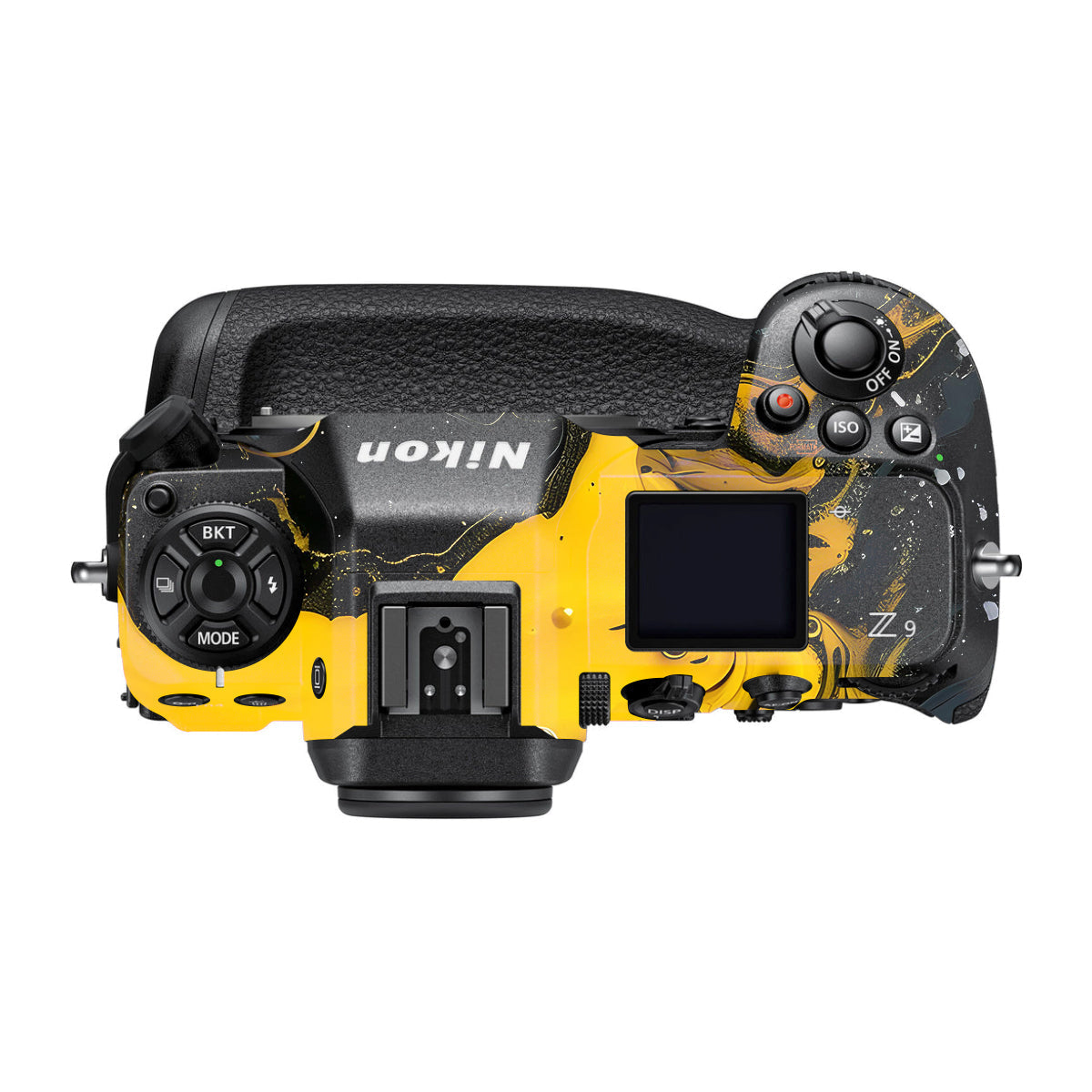 Yellow and Black Paint Swirls Nikon Z9 Camera Skin