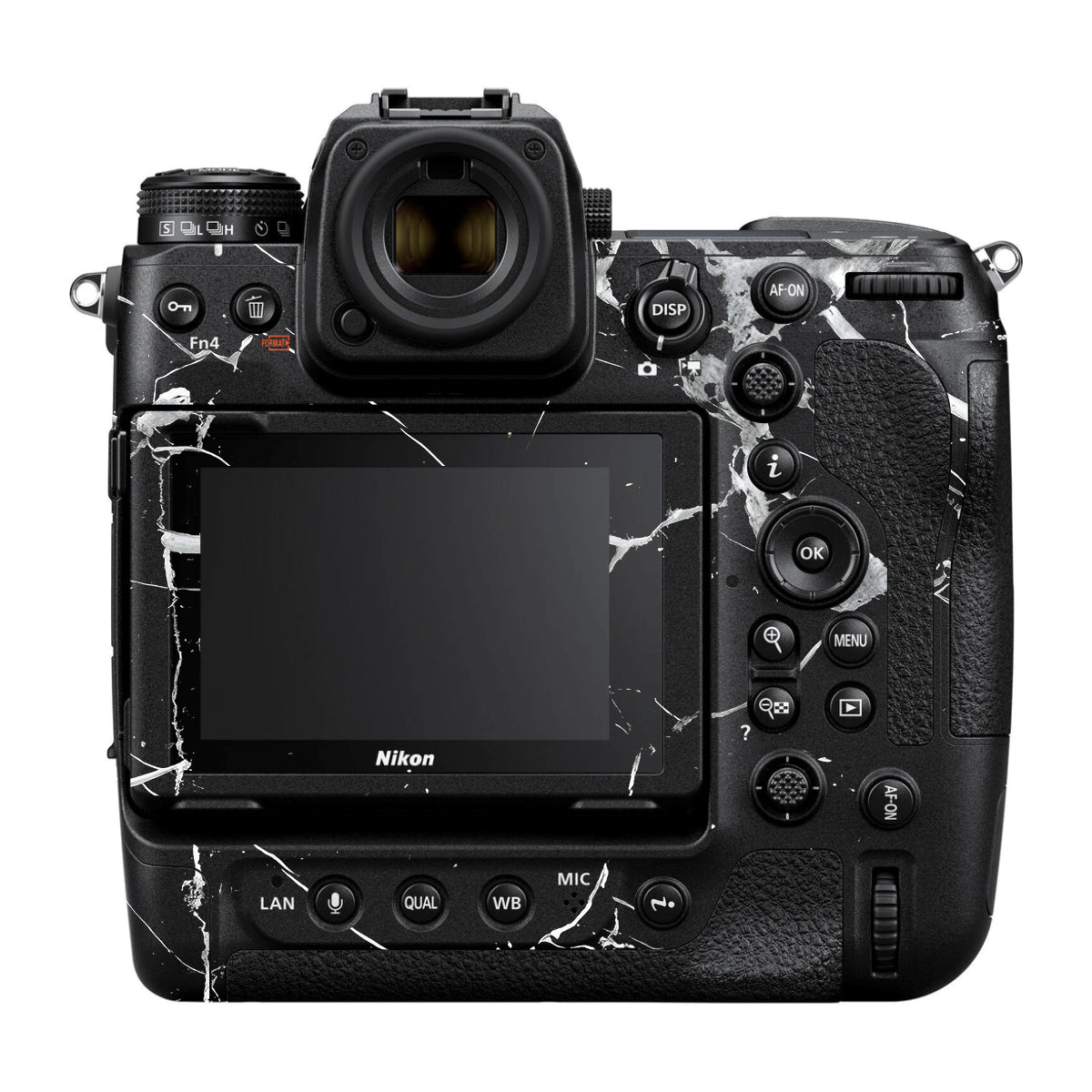 White Veins on Black Nikon Z9 Camera Skin