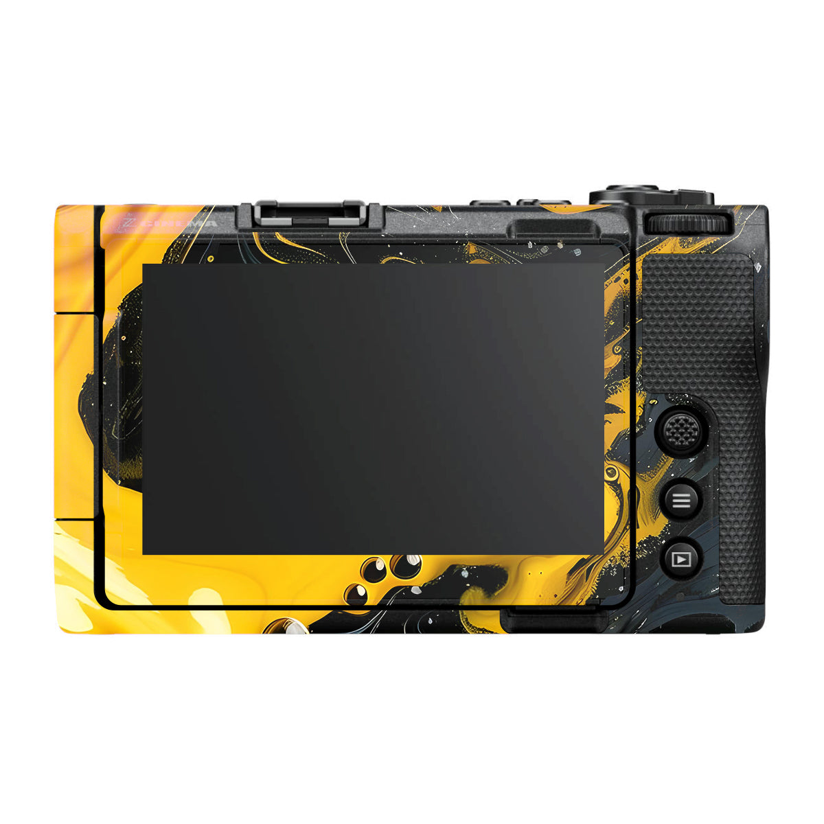 Yellow and Black Paint Swirls Nikon ZR Camera Skin