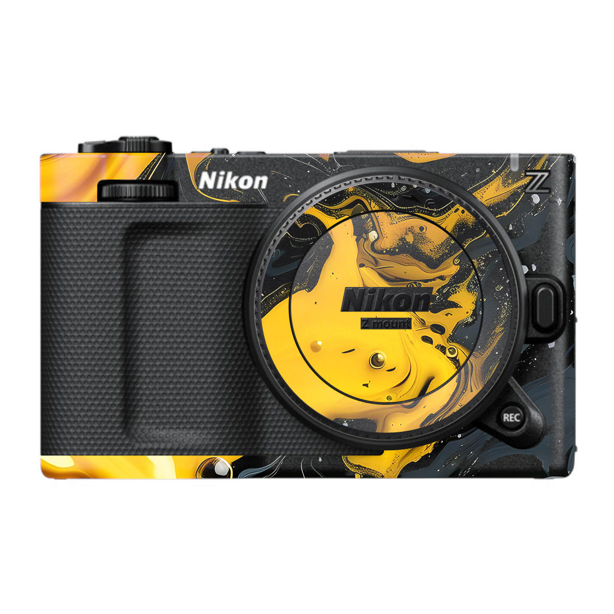Yellow and Black Paint Swirls Nikon ZR Camera Skin