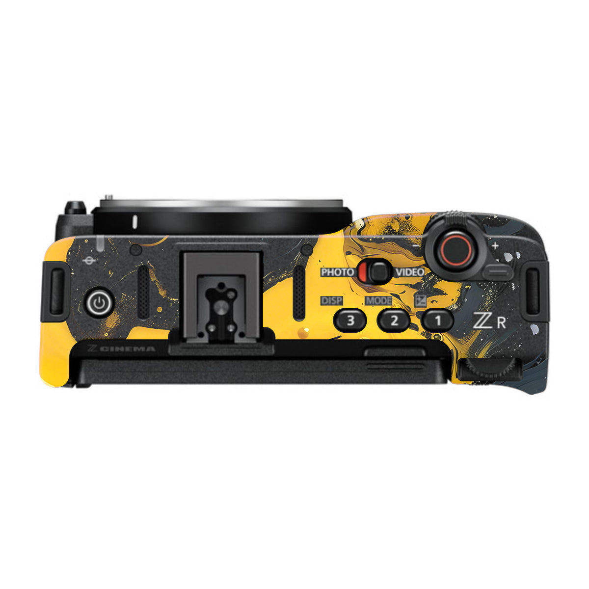 Yellow and Black Paint Swirls Nikon ZR Camera Skin