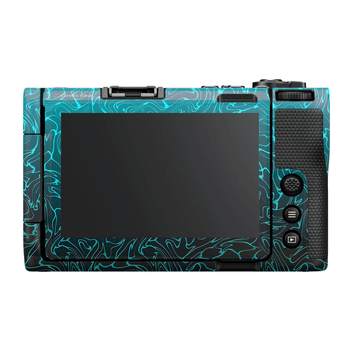 Cyan Blue to Black Gradient Nikon ZR Camera Skin