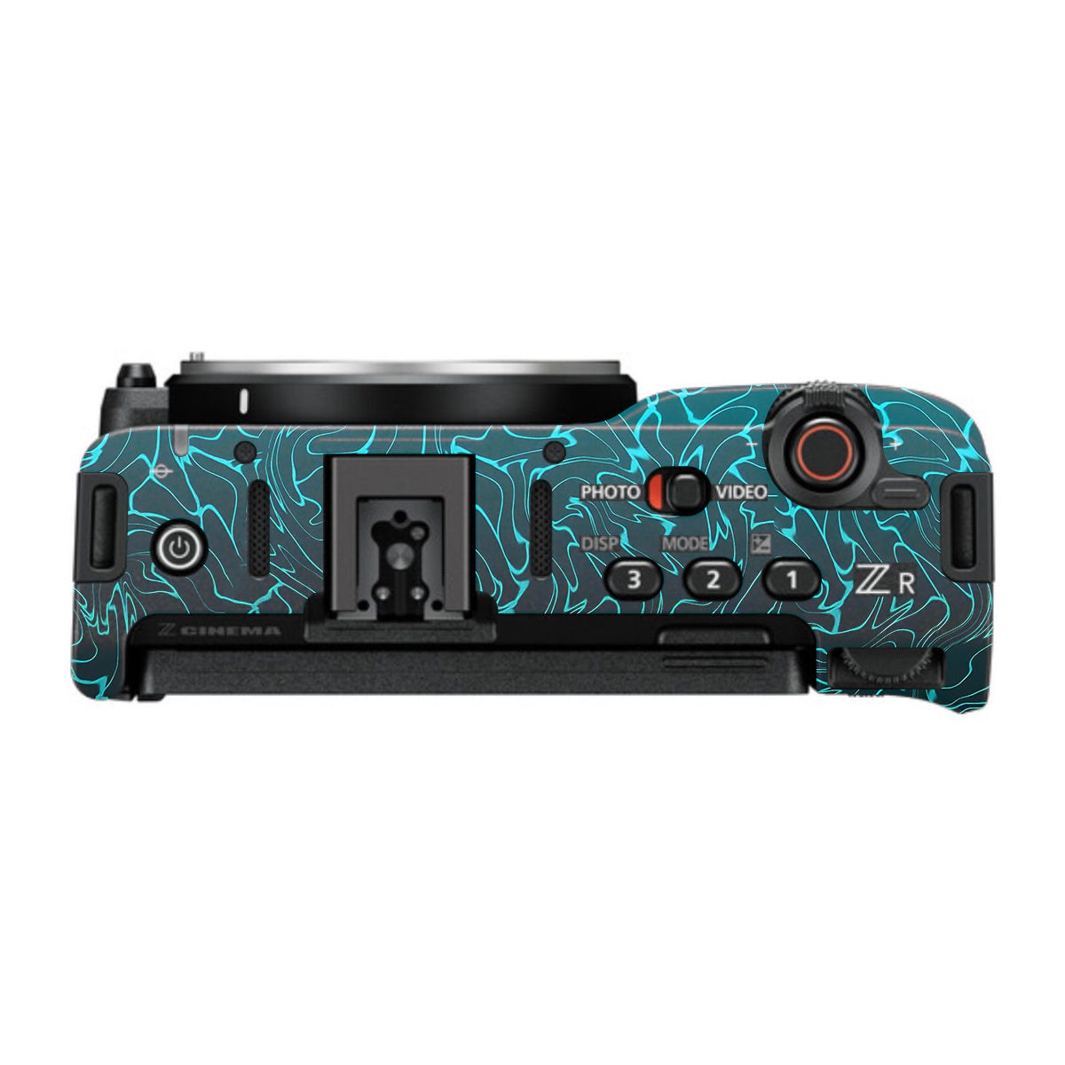 Cyan Blue to Black Gradient Nikon ZR Camera Skin