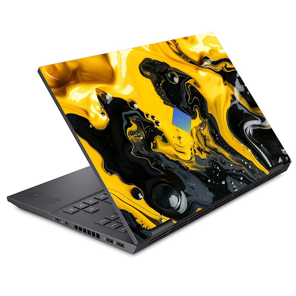 Yellow and Black Paint Swirls HP Omen 15 Laptop Skin