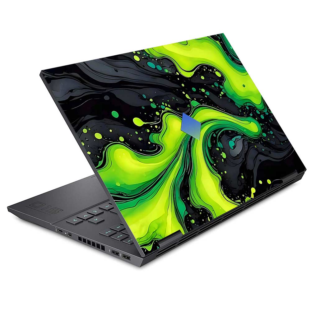 Neon Green Paint Swirls HP Omen 15 Laptop Skin