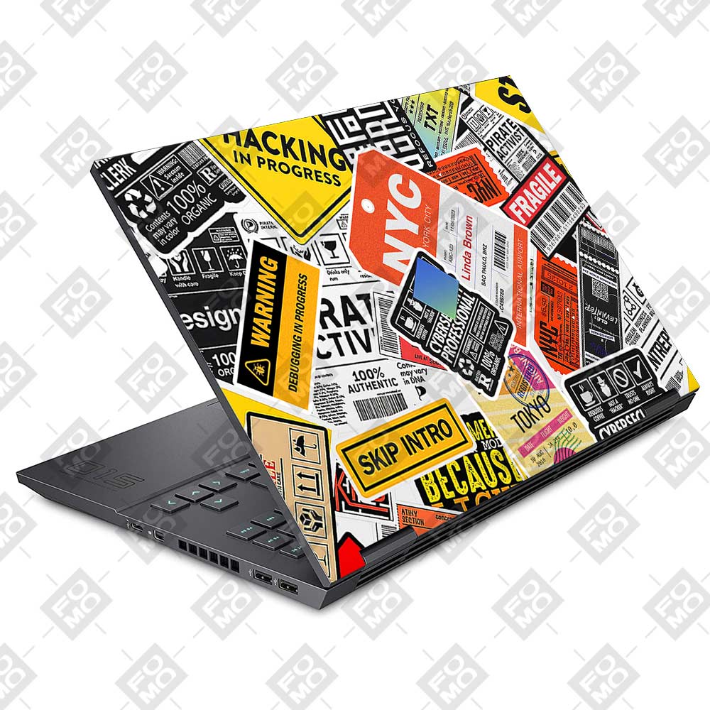 Tech Aesthetic Sticker Collage HP Omen 15 Laptop Skin
