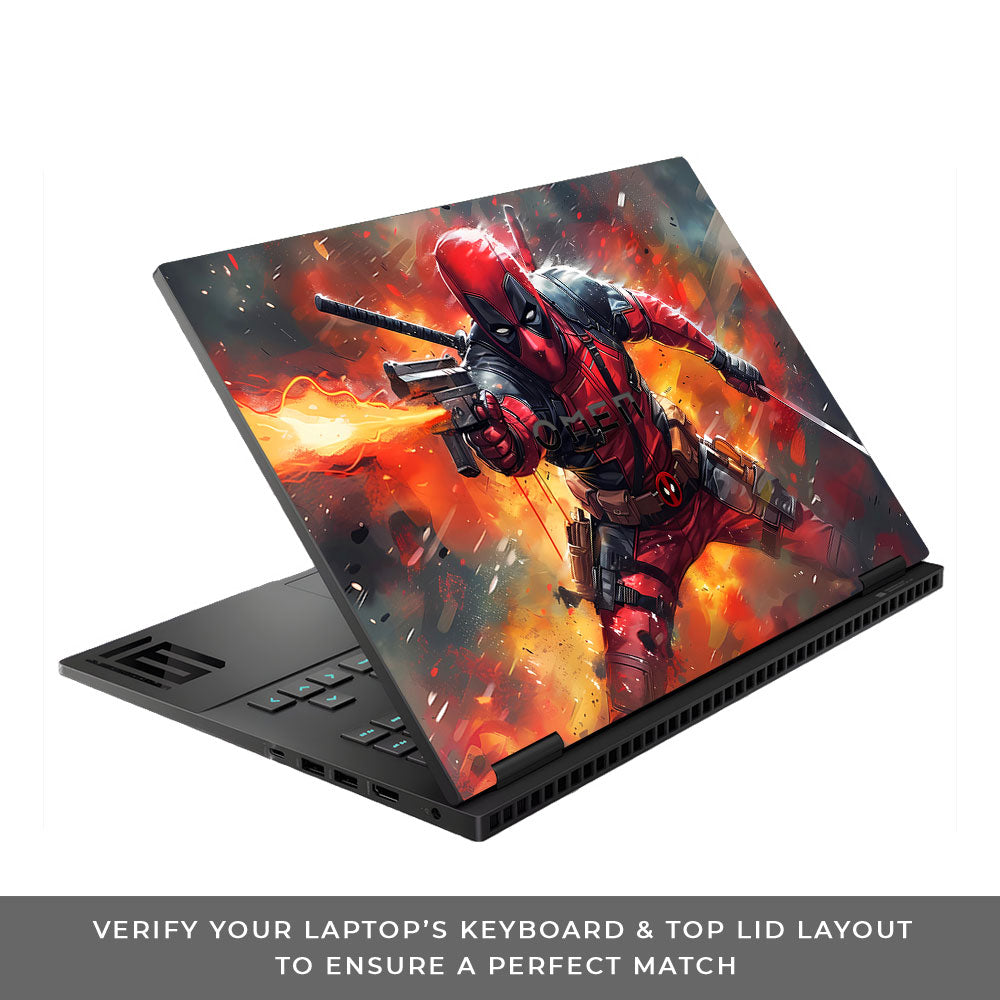 Deadpool in Action HP Omen Gaming 16 Laptop Skin