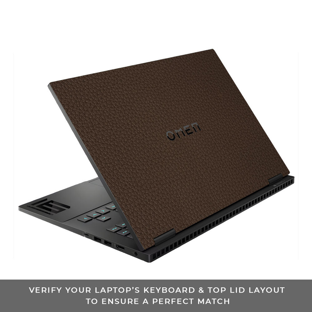 Textured Brown Leather HP Omen Gaming 16 Laptop Skin