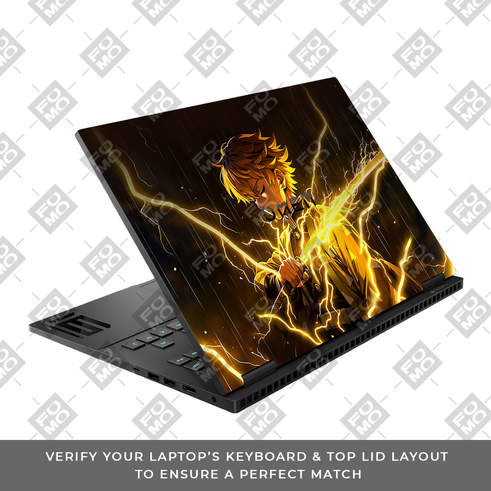 Thunder Soul Lightning Zenitsu HP Omen Gaming 16 3D Laptop Skin