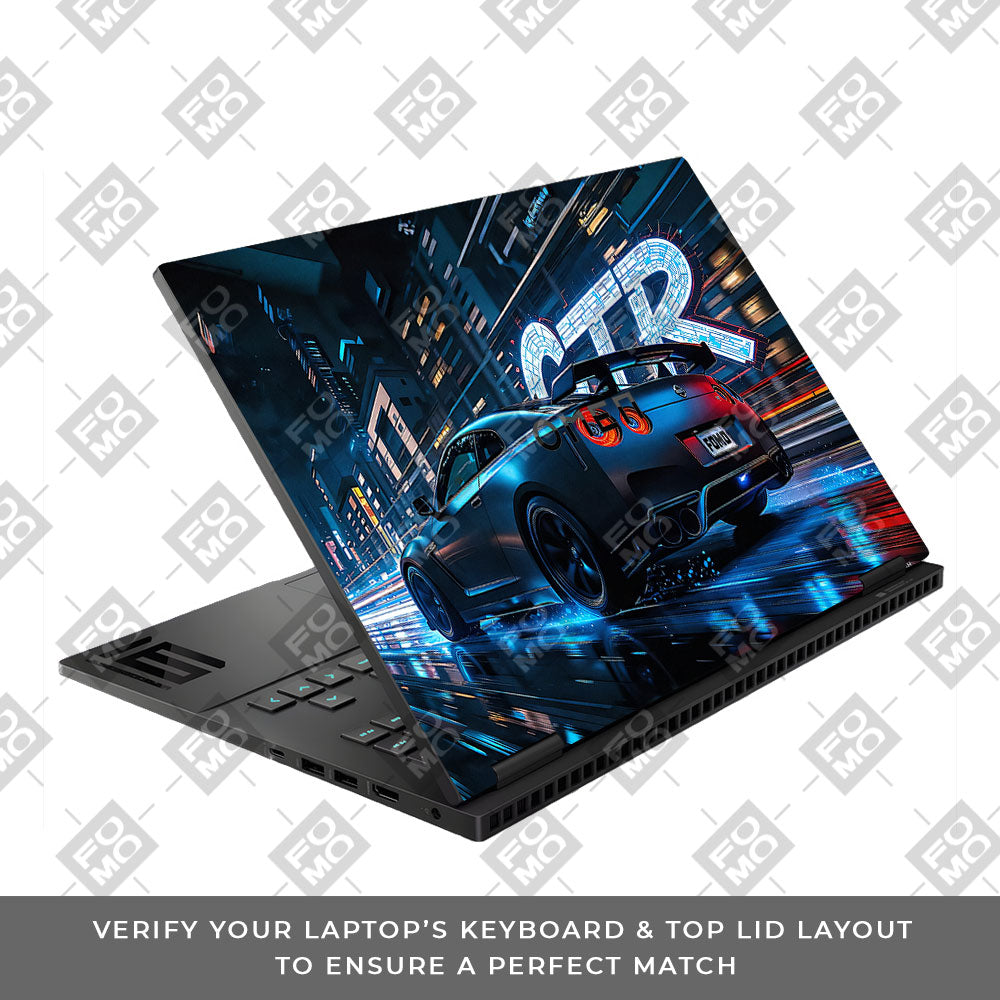 Neon GTR Nights HP Omen Gaming 16 Laptop Skin