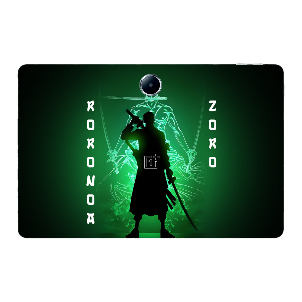 OnePlus Pad Lite Zoro in Green Fluorescent Background Anime Tablet Skins