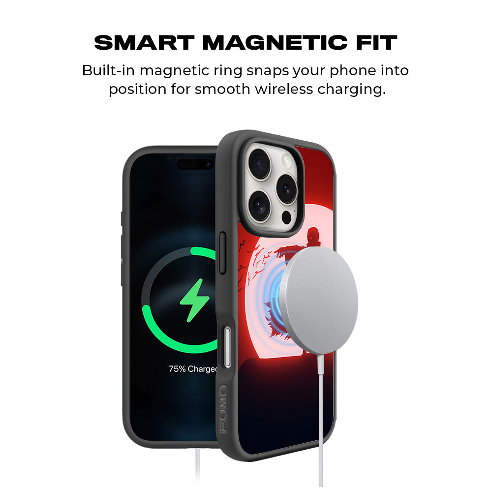 Itachi Uchiha Under Red Moon 3D Skin with Shockguard Armour Magsafe Case for Apple iPhone 16 Pro