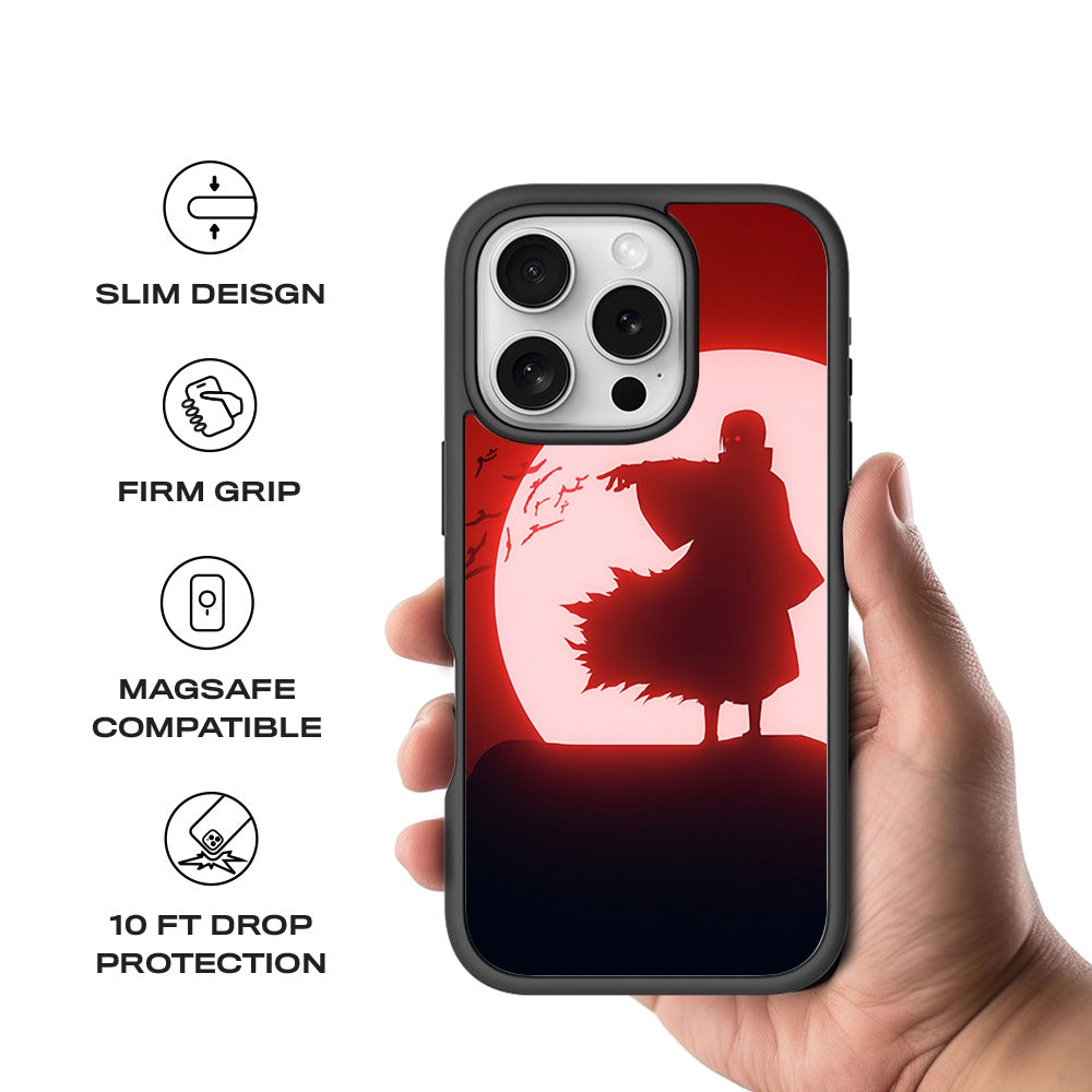 Itachi Uchiha Under Red Moon 3D Skin with Shockguard Armour Magsafe Case for Apple iPhone 16 Pro
