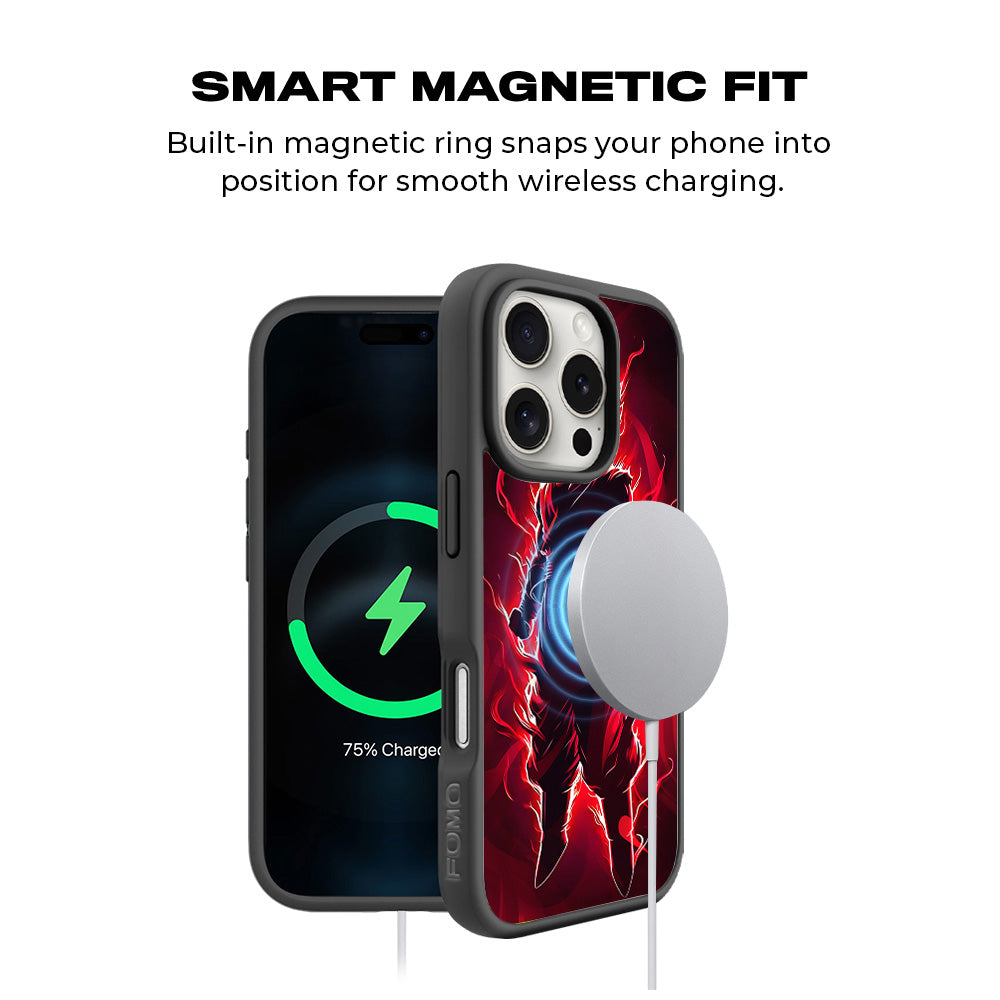 Goku in Fiery Red 3D Skin with Shockguard Armour Magsafe Case for Apple iPhone 16 Pro