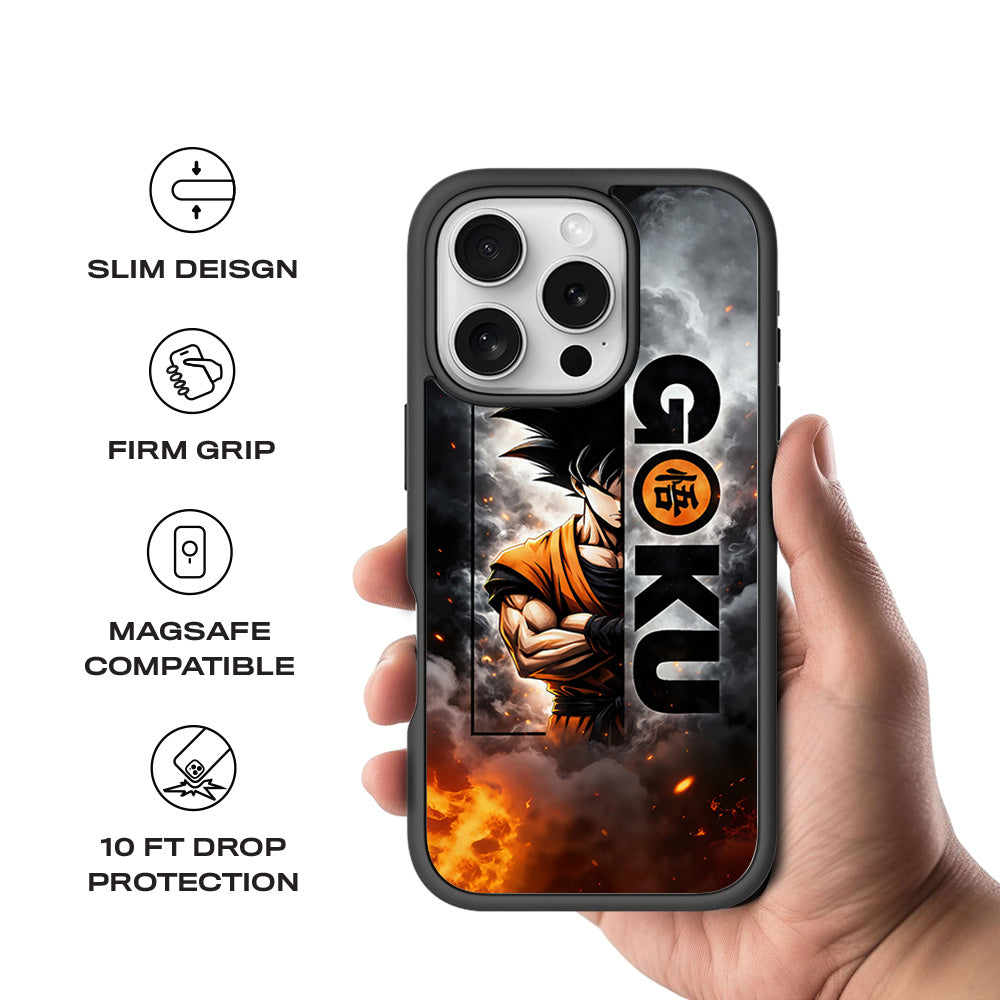 Goku Power Mode Anime 3D Skin with Shockguard Armour Magsafe Case for Apple iPhone 16 Pro