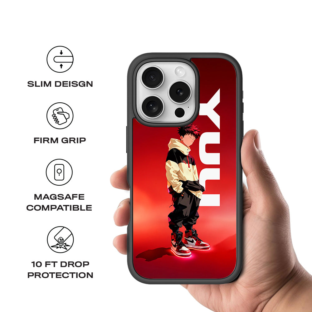 Yuji Drip Anime 3D Skin with Shockguard Armour Magsafe Case for Apple iPhone 16 Pro