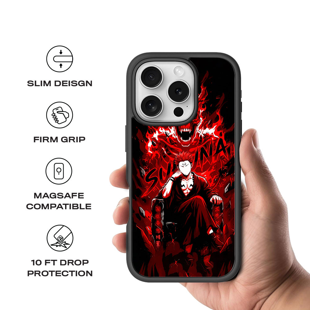 Sukuna Inferno Throne 3D Skin with Shockguard Armour Magsafe Case for Apple iPhone 16 Pro