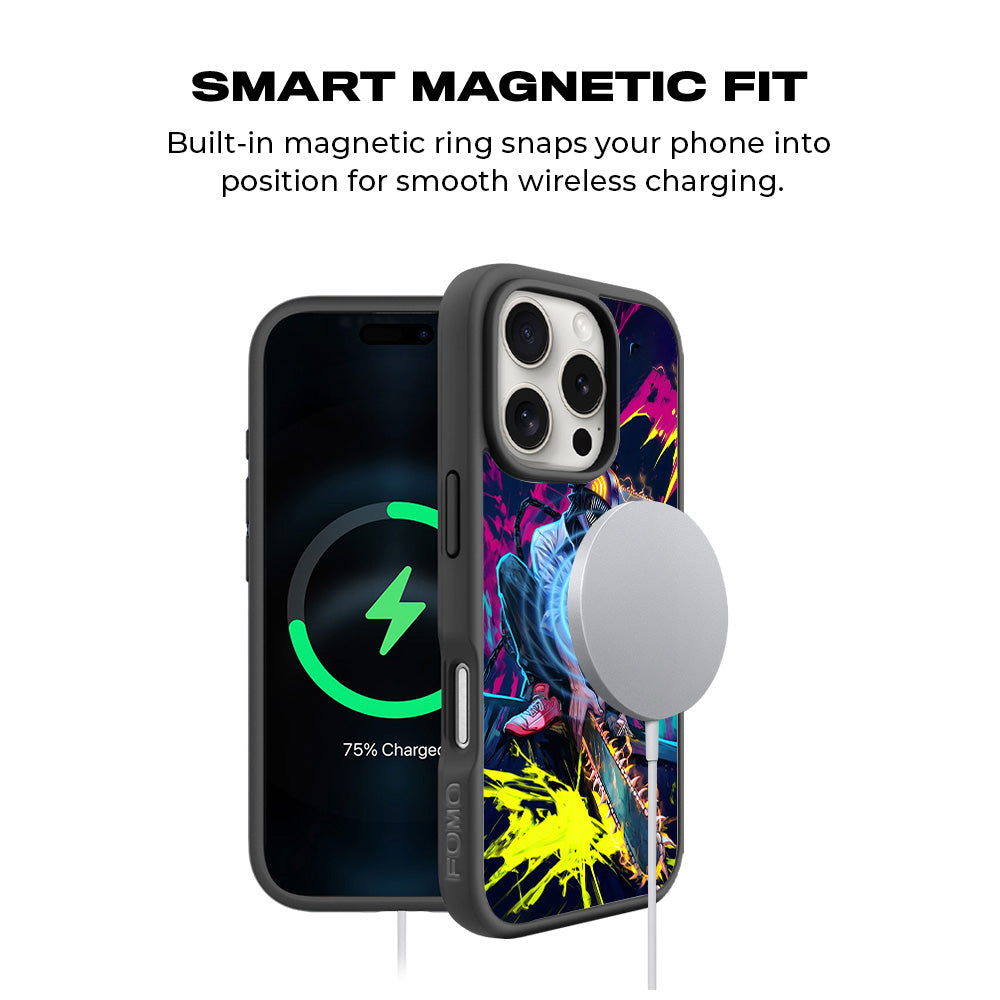 Chainsaw Man Denji 3D Skin with Shockguard Armour Magsafe Case for Apple iPhone 16 Pro