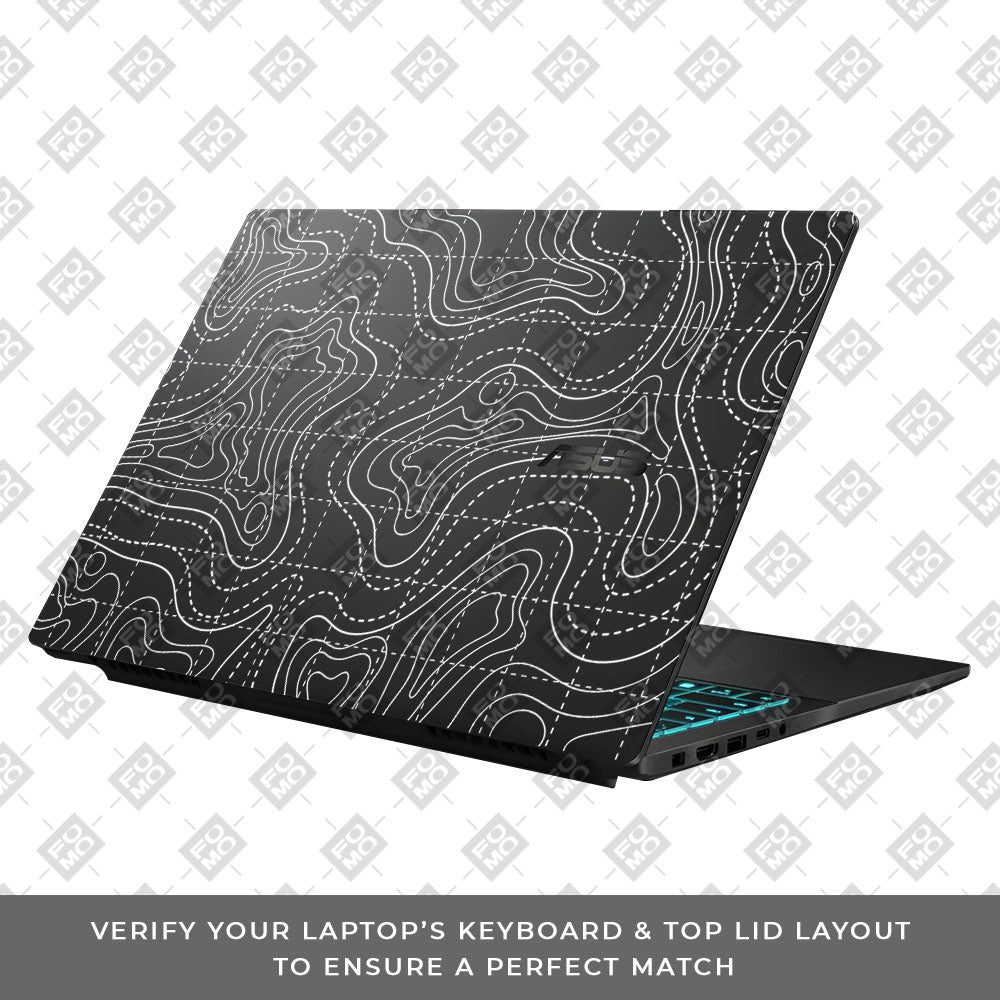 Transparent Abstract Contour Grid Lines Asus Gaming V16 V3607 Laptop Skin