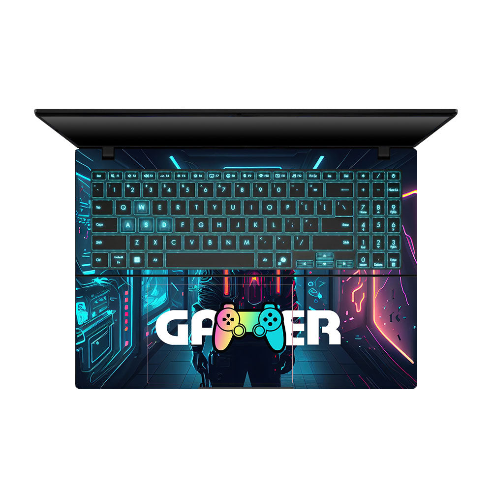 Gamer in Glowing Background Gaming Asus Gaming V16 V3607 Laptop Skin
