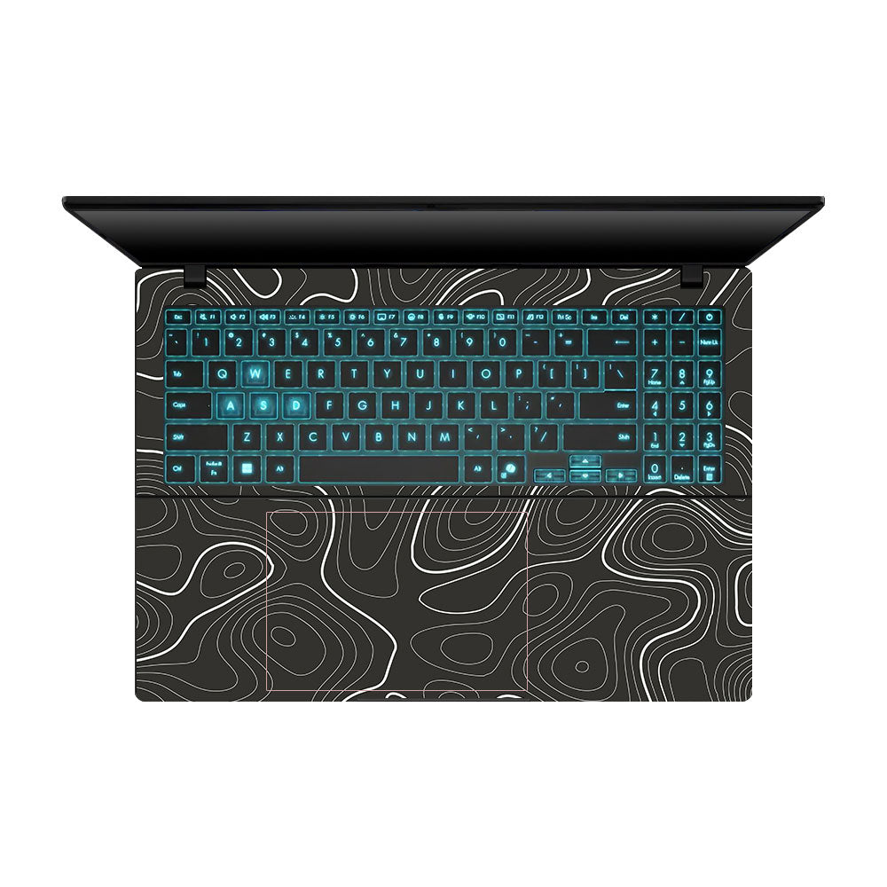 Grayscale Topographic Lines Asus Gaming V16 V3607 Laptop Skin